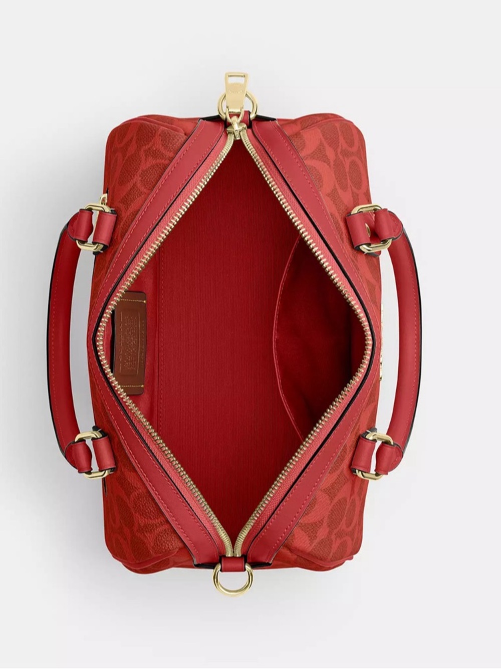 NWT Coach Rowan Satchel Bag In Signature Canvas CEY39 Canvas/Gold/Crimson🎀 - Picture 4 of 7